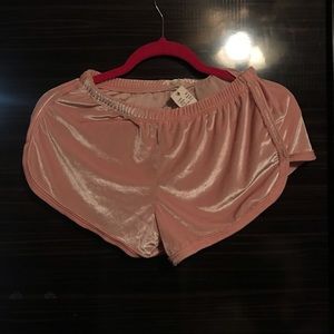 Brandy Melville Velvet Baby Pink Shorts